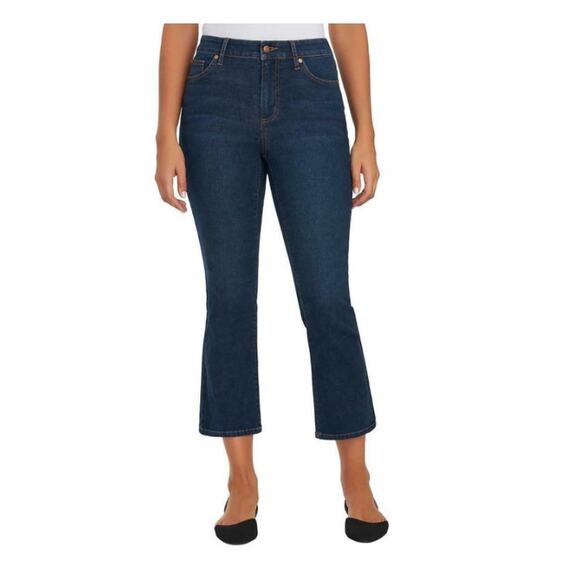Chaps Pants Crop Kick Jeans Mid Rise Dark Wash Cotton Blend Ladie's Size 8 - Picture 1 of 12